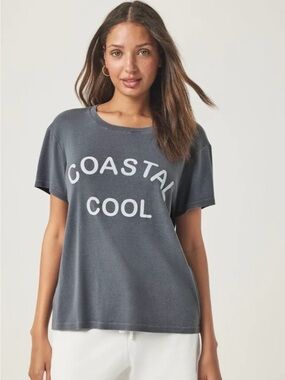 Splendid Graphic Tee: Charcoal Gray 'Coastal Cool'